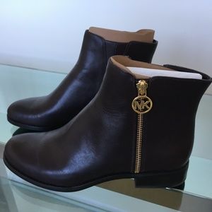 MICHAEL Michael Kors Lainey Flat Booties Dark Brown 7.5